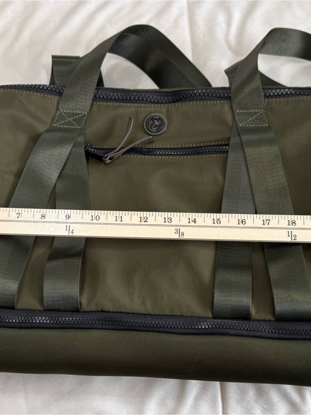 Joan & David Olive Green Nylon Utility Weekender Tote Travel Gym Bag - Picture 12 of 12